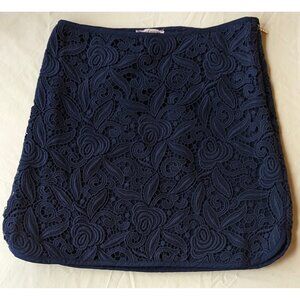Navy / Dark Blue Embroidered Mini Skirt, fits like a sz 2